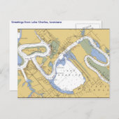 ルイジアナ州カレル湖ハーバーチャートハガキ ポストカード (正面/裏面)