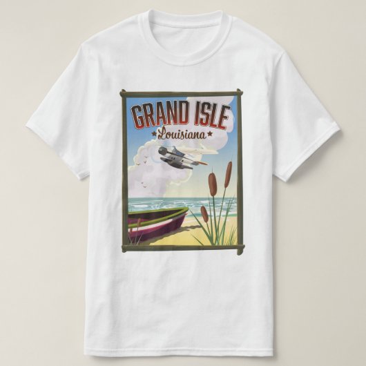 ルイジアナ州グランドアイルの旅行ポスター Tシャツ (デザイン正面)