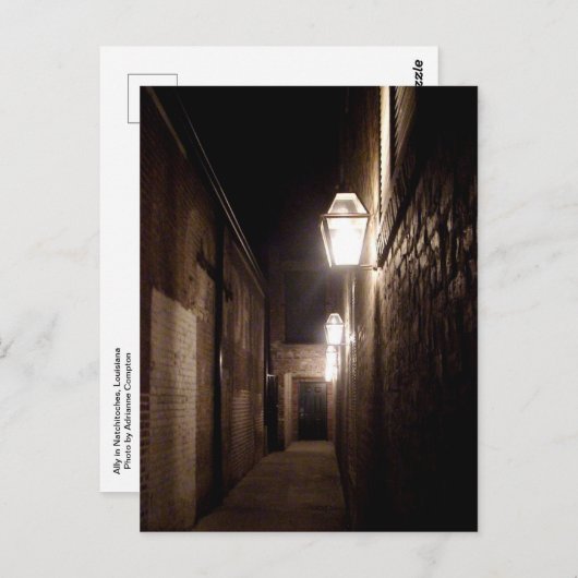 ルイジアナ州ナチトッシュの小道にあるガス灯 ポストカード (正面/裏面)