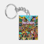 ルイジアナ州ニューオーリンズの人々おもしろい キーホルダー (正面左)