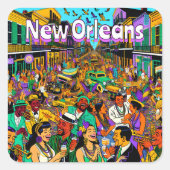 ルイジアナ州ニューオーリンズの人々おもしろい スクエアシール (正面)