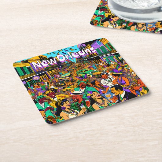 ルイジアナ州ニューオーリンズの人々おもしろい スクエアペーパーコースター (アングル)