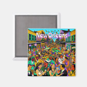 ルイジアナ州ニューオーリンズの人々おもしろい マグネット (正面/裏面)