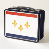 ルイジアナ州ニューオーリンズ国旗 メタルランチボックス (正面)
