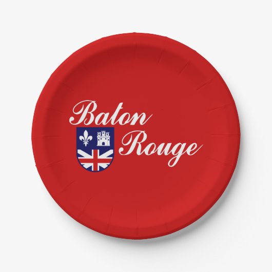 ルイジアナ州バトンルージュ国旗の紙プレート ペーパープレート (正面)