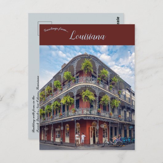 ルイジアナ州フランスの第4四半期のシダ ポストカード (正面/裏面)