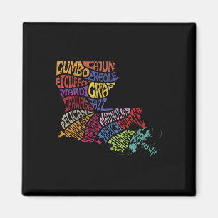 ルイジアナ州マップTシャツ マルディグラ クリオール カジュン ク マグネット