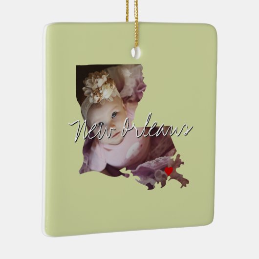 ルイジアナ州写真の挿入と町名 セラミックオーナメント (右)