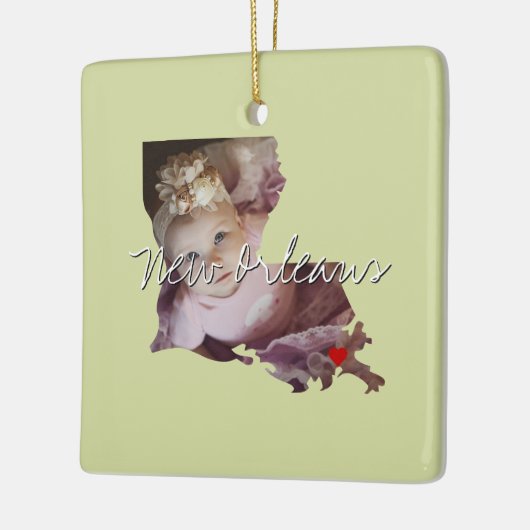 ルイジアナ州写真の挿入と町名 セラミックオーナメント (左)