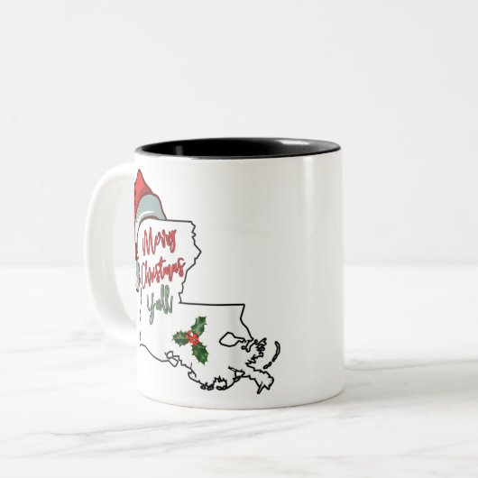 ルイジアナ州南部のサンタハットでクリスマスを祝う ツートーンマグカップ (正面左)