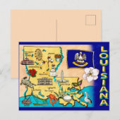 ルイジアナ州地図 ポストカード (正面/裏面)