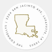 ルイジアナ州差出人住所ラベル ラウンドシール (正面)