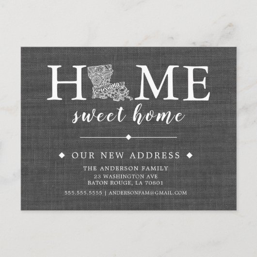 ルイジアナ州引っ越しアナウンスはがき 案内ポストカード (正面)