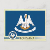 ルイジアナ州旗とシール ポストカード (正面)