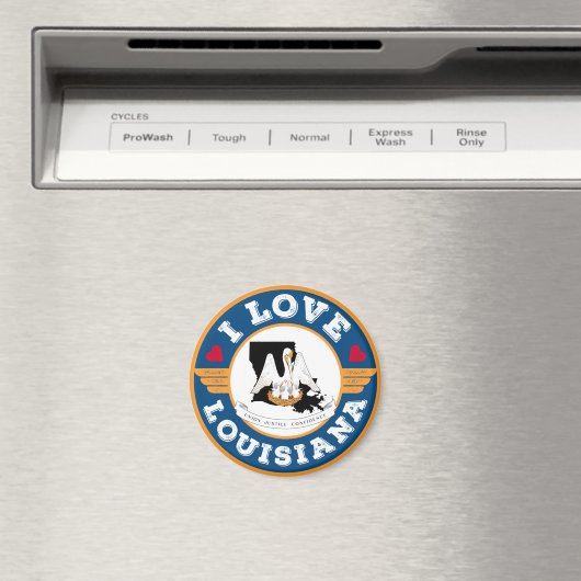 ルイジアナ州旗と地図が大好き マグネット (インサイチュ (食洗機))