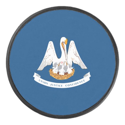 ルイジアナ州旗のダイナミック表示 アイスホッケーパック (正面)