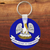 ルイジアナ州旗を持つキーチェーン州 キーホルダー (正面)