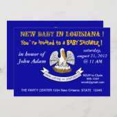 ルイジアナ州旗を持つベビーシャワー招待状 招待状 (正面/裏面)