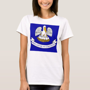 ルイジアナ州旗を持つ女性Tシャツ州 Tシャツ