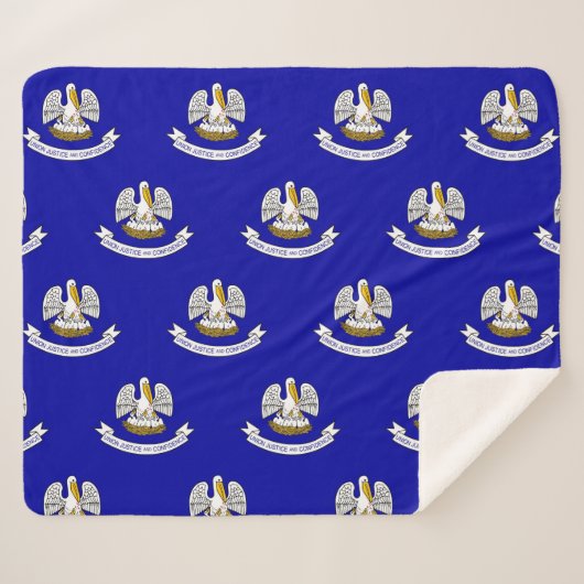 ルイジアナ州旗を持つ愛国心のあるシェルパ毛布 シェルパブランケット (正面(横))