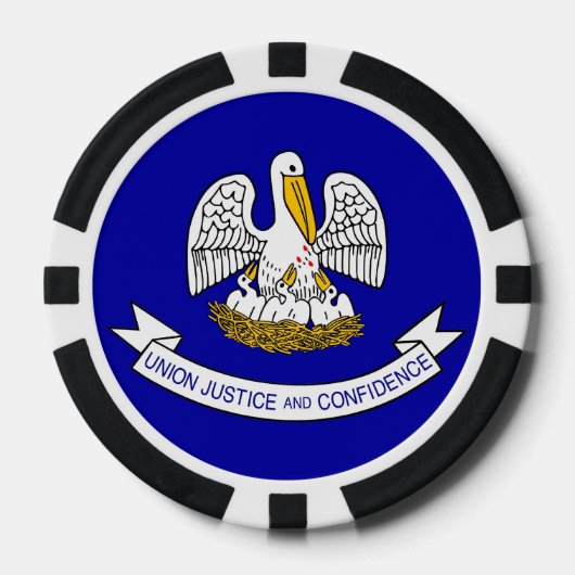 ルイジアナ州旗を持つ愛国的なトランプのポーカーチップ ポーカーチップ (正面)