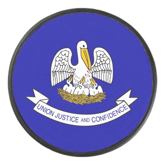 ルイジアナ州旗を持つ愛国的なホッケーパック アイスホッケーパック (正面)