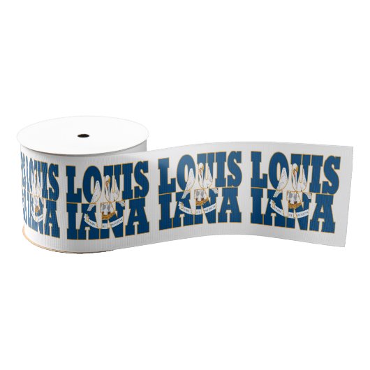 ルイジアナ州旗タイポグラフィデザイン グログランリボン (リール)