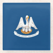 ルイジアナ州旗デザインデコール ガラスコースター (正面)