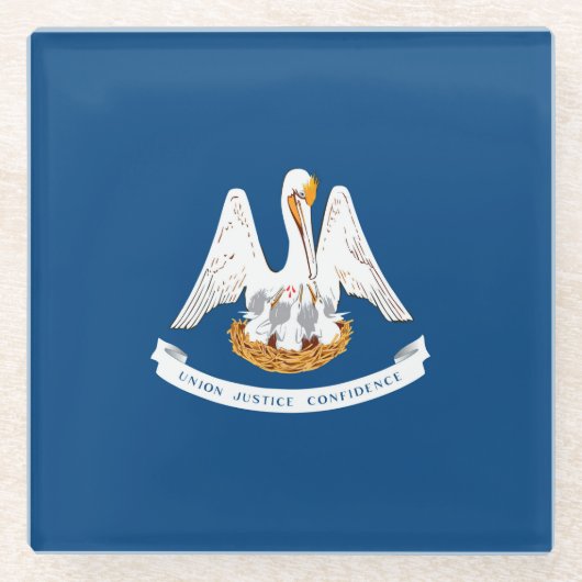 ルイジアナ州旗デザインデコール ガラスコースター (正面)