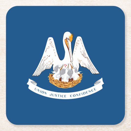 ルイジアナ州旗デザイン スクエアペーパーコースター (正面)