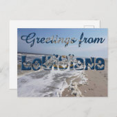 ルイジアナ州旗ハートUSAからの挨拶 ポストカード (正面/裏面)
