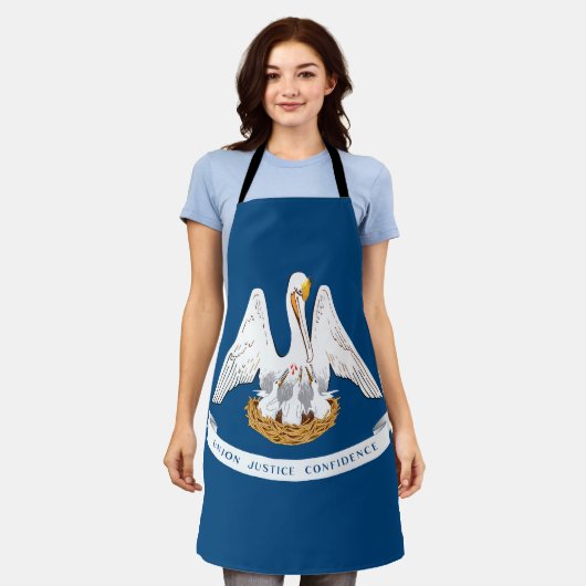 ルイジアナ州旗 エプロン (着用した状態)