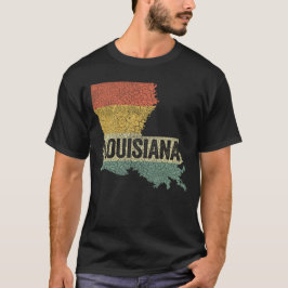 ルイジアナ州 レトロ サンセット マップ Tシャツ
