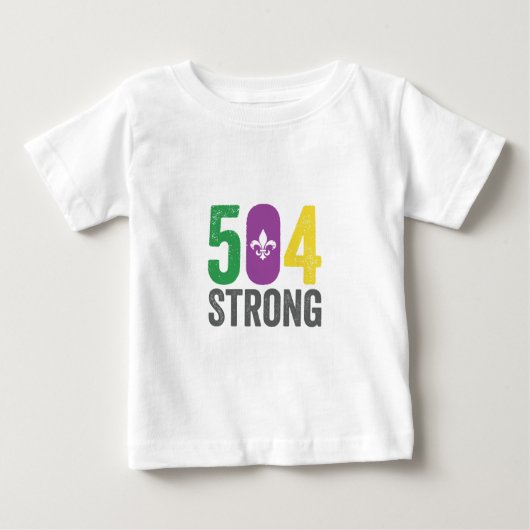 ルイジアナ州 強し 504 ノーラ 強い マルディグラ ベビーTシャツ (正面)