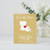 ルイジアナ州 自宅州 マップ - 結婚式 Save the Date 案内ポストカード (スタンド正面)