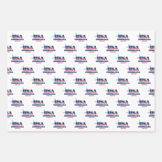 ルイジアナ州、50州、リバティベル ラッピングペーパーシート (正面)