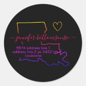 ルイジアナ差出人住所シグネチャー虹 ラウンドシール (正面)