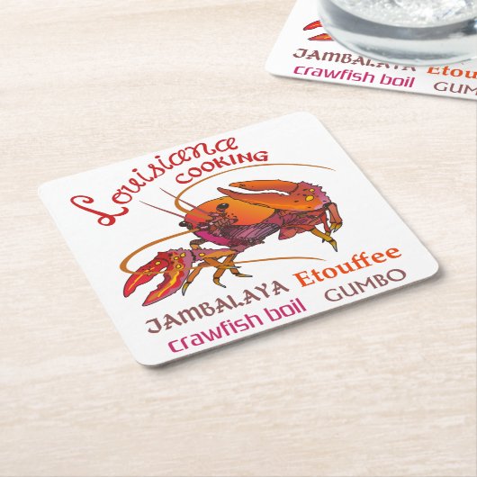 ルイジアナ料理 スクエアペーパーコースター (アングル)