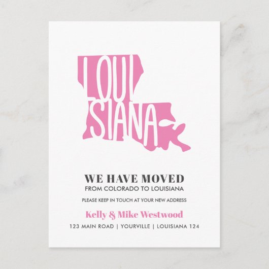 ルイジアナ新しい住所ニューホームを移動 ポストカード (正面)