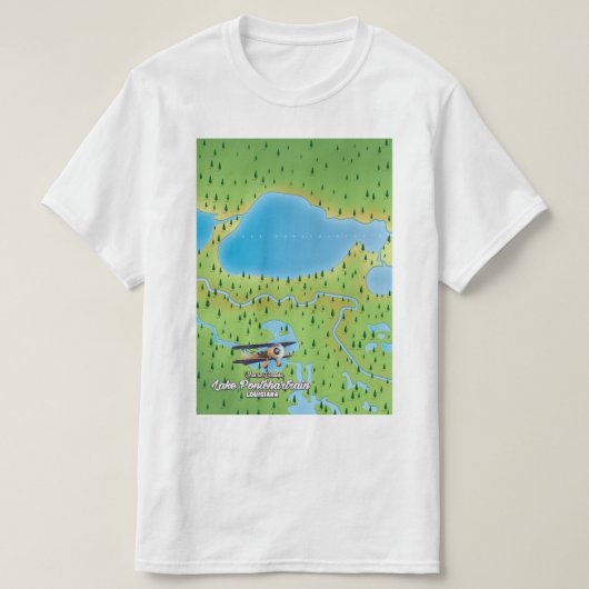 ルイジアナ湖の地図 Tシャツ (デザイン正面)