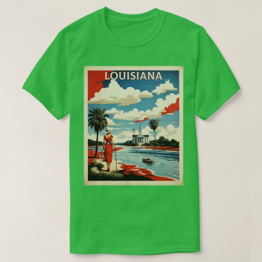 ルイジアナ米国アメリカ観光ヴィンテージ Tシャツ (デザイン正面)