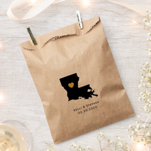 ルイジアナ結婚式の引き出物トリートサックス、抱き枕 フェイバーバッグ (クリップ留めされた状態)