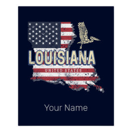 ルイジアナ統一された州レトロマップヴィンテージUSA ポスター