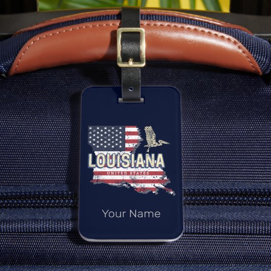ルイジアナ統一された州レトロマップヴィンテージUSA ラゲッジタグ (正面インサイチュ2)
