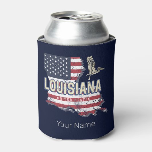 ルイジアナ統一された州レトロマップヴィンテージUSA 缶クーラー (缶正面)