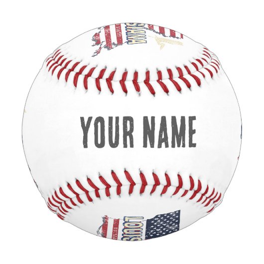 ルイジアナ統一された州レトロマップヴィンテージUSA 野球ボール (正面)