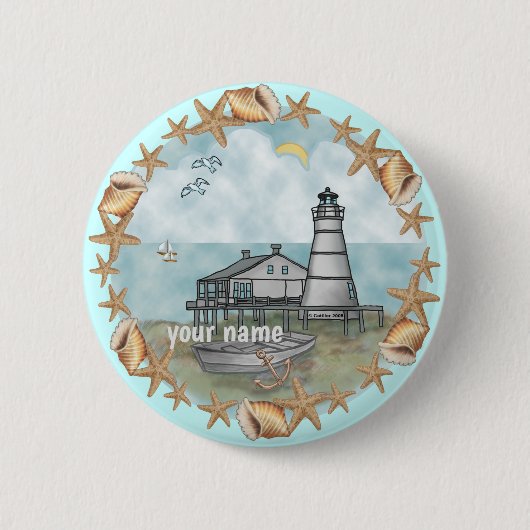 ルイジアナ貝殻ピンボタン 缶バッジ (正面)
