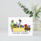 ルイジアナ購入おもしろいマルディグラスカートゥーンユーモア ポストカード (スタンド正面)