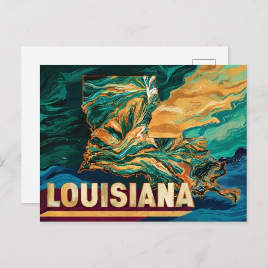ルイジアナ鮮やかマップアート ポストカード (正面/裏面)