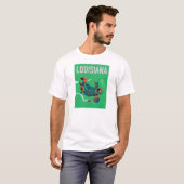 ルイジアナ アメリカ レトロ旅行ポスター アート Tシャツ (正面フル)